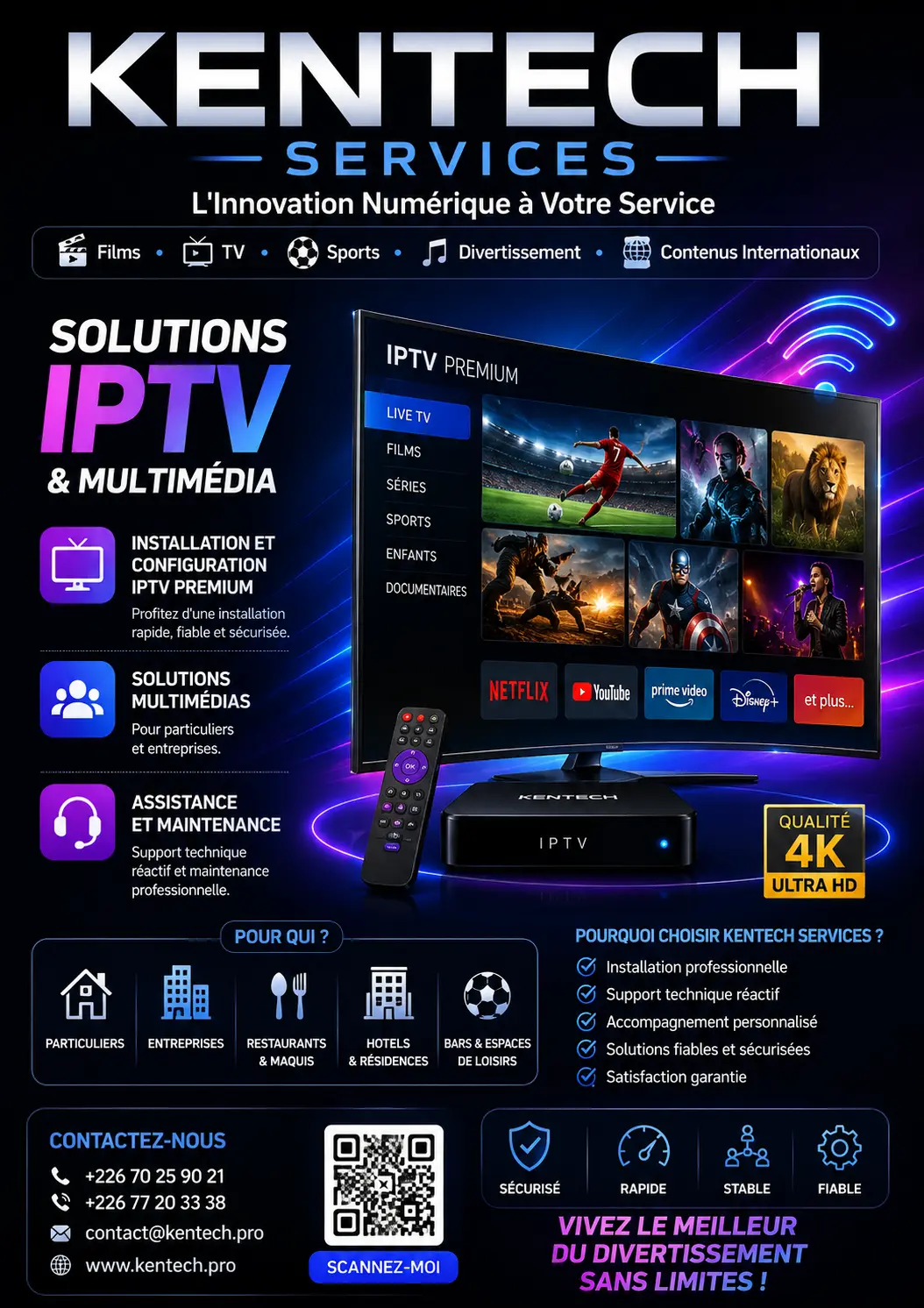 Solution IPTV et multimédia KENTECH SERVICES